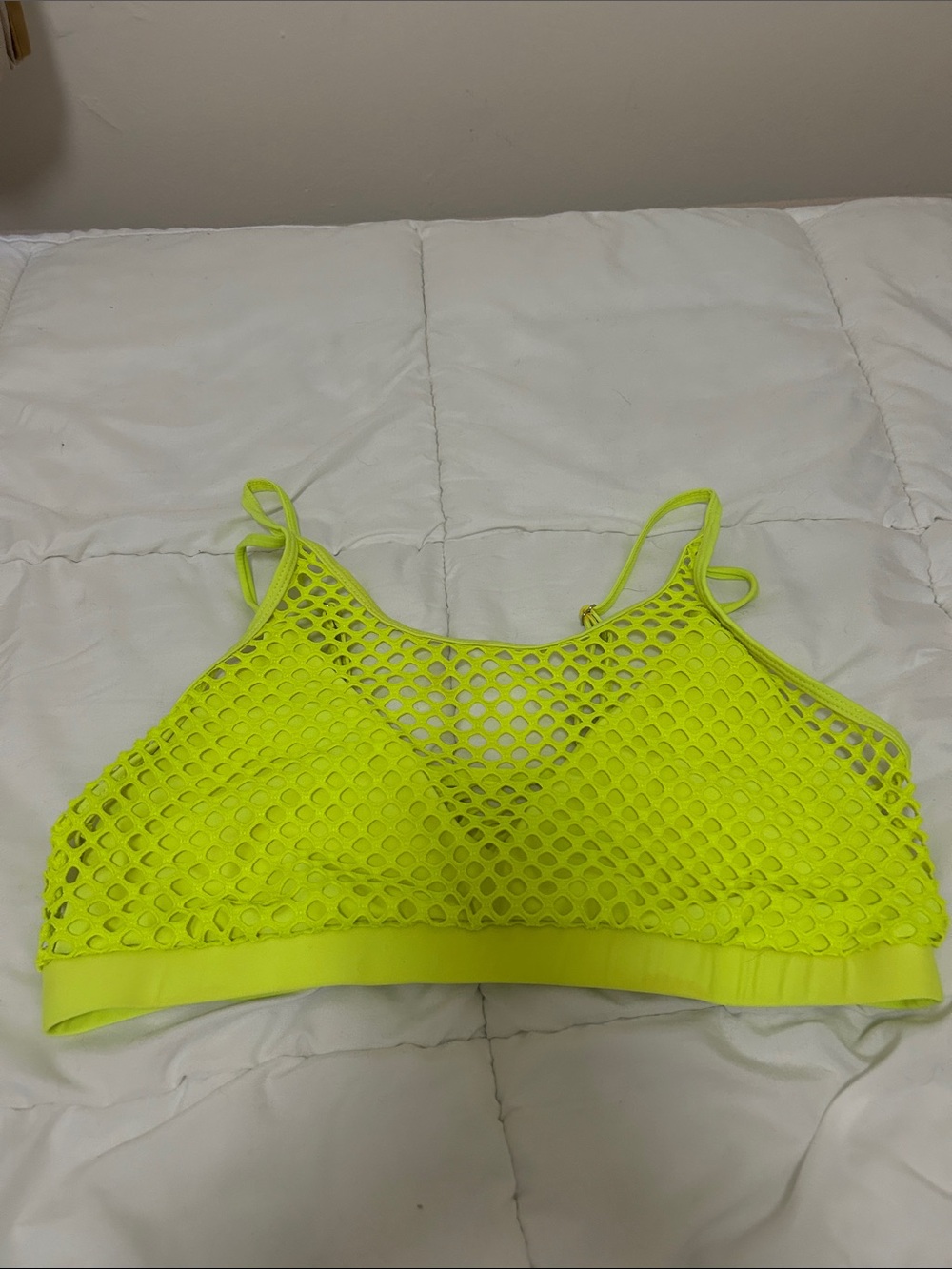 Neon Yellow Fishnet bikini top